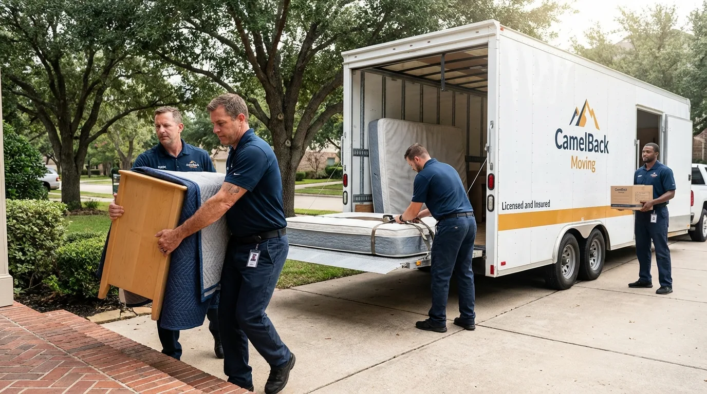 Crew loading residential truck for cross-state move from Salem, MA